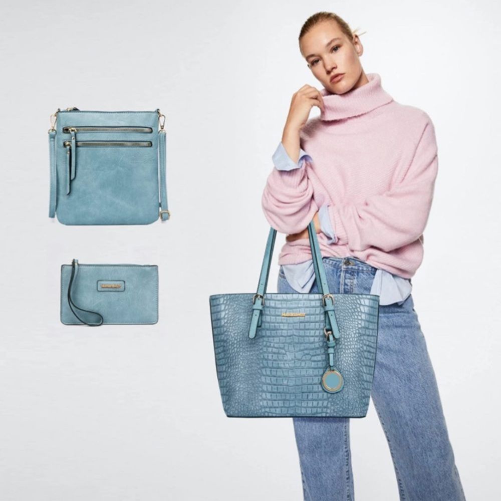 Blue Montana West Totes Large Purse Shoulder Handbag with Wallet Set 3 … - Picture 6 of 6